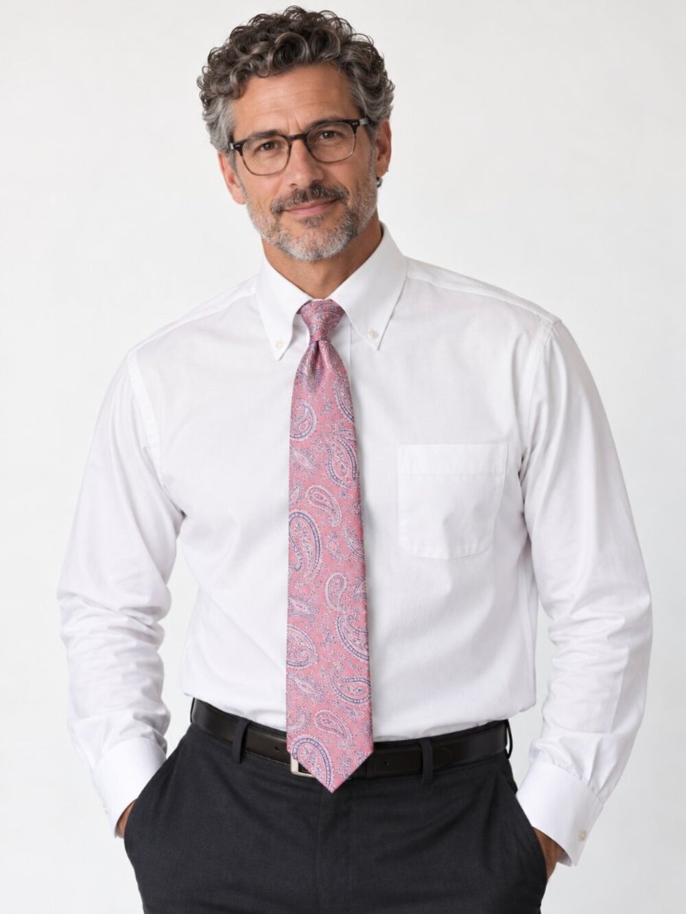 Classic! Eagle Shirtmakers White Pinpoint Cotton Dress Shirt
